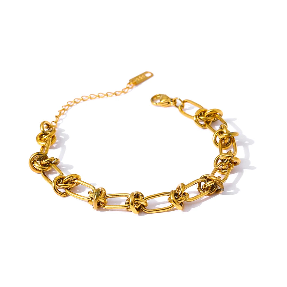 Chain necklace with gold chain bracelet matching set