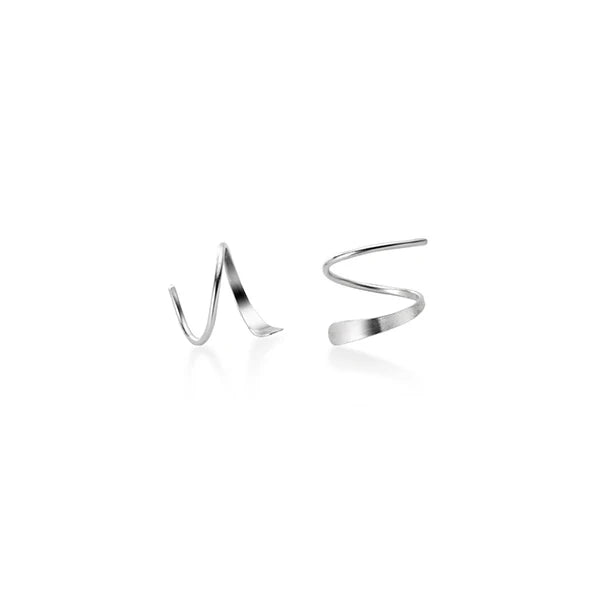 Geometric wave stud earrings in silver color sterling silver