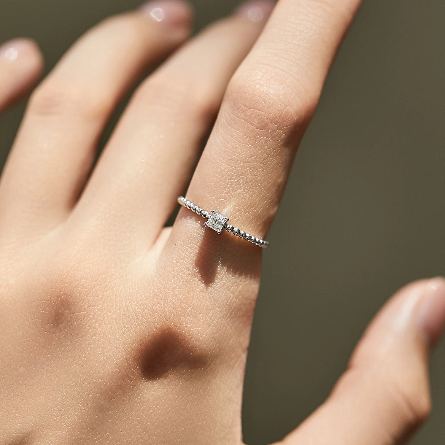 Elegant engagement ring shown as a moissanite ring for daily wear