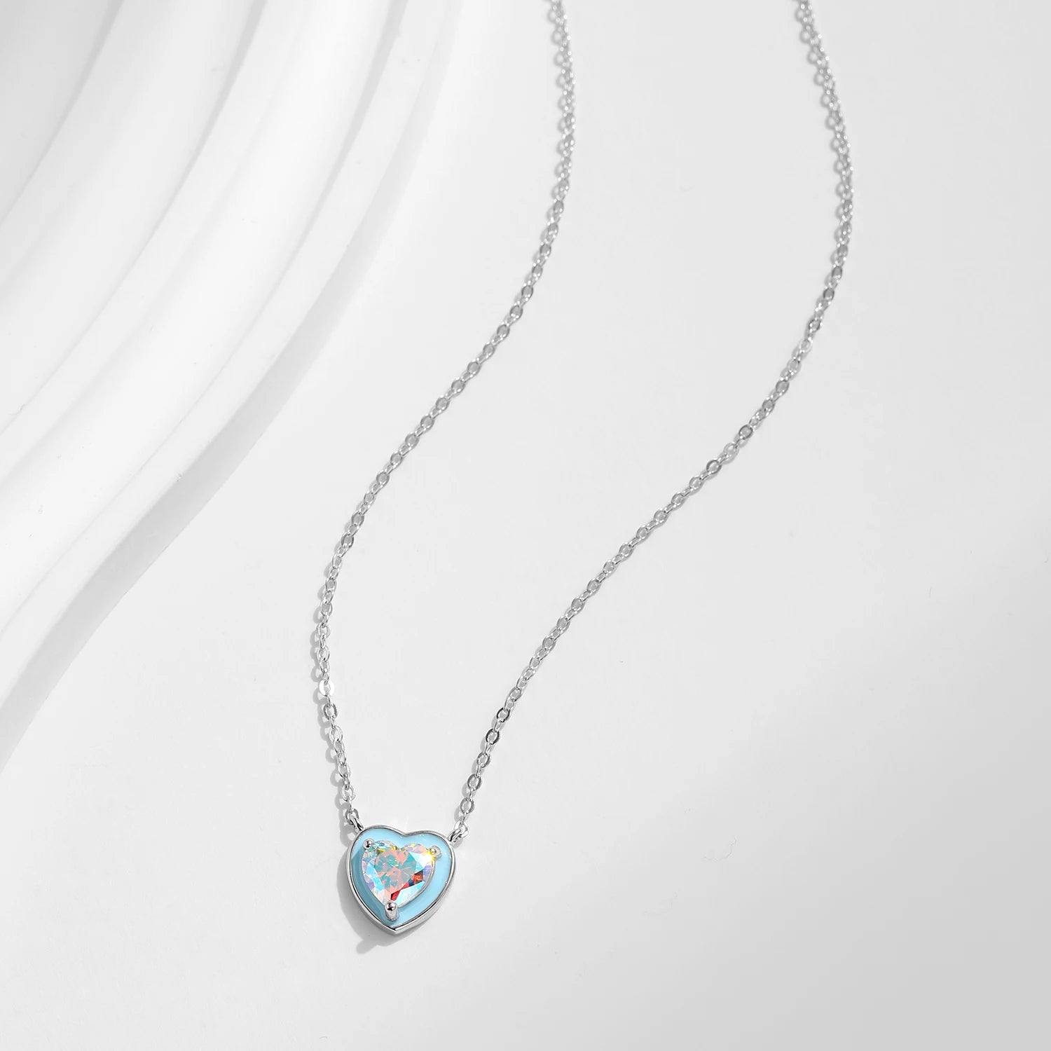 Chain necklace in 925 silver with necklace charm accent