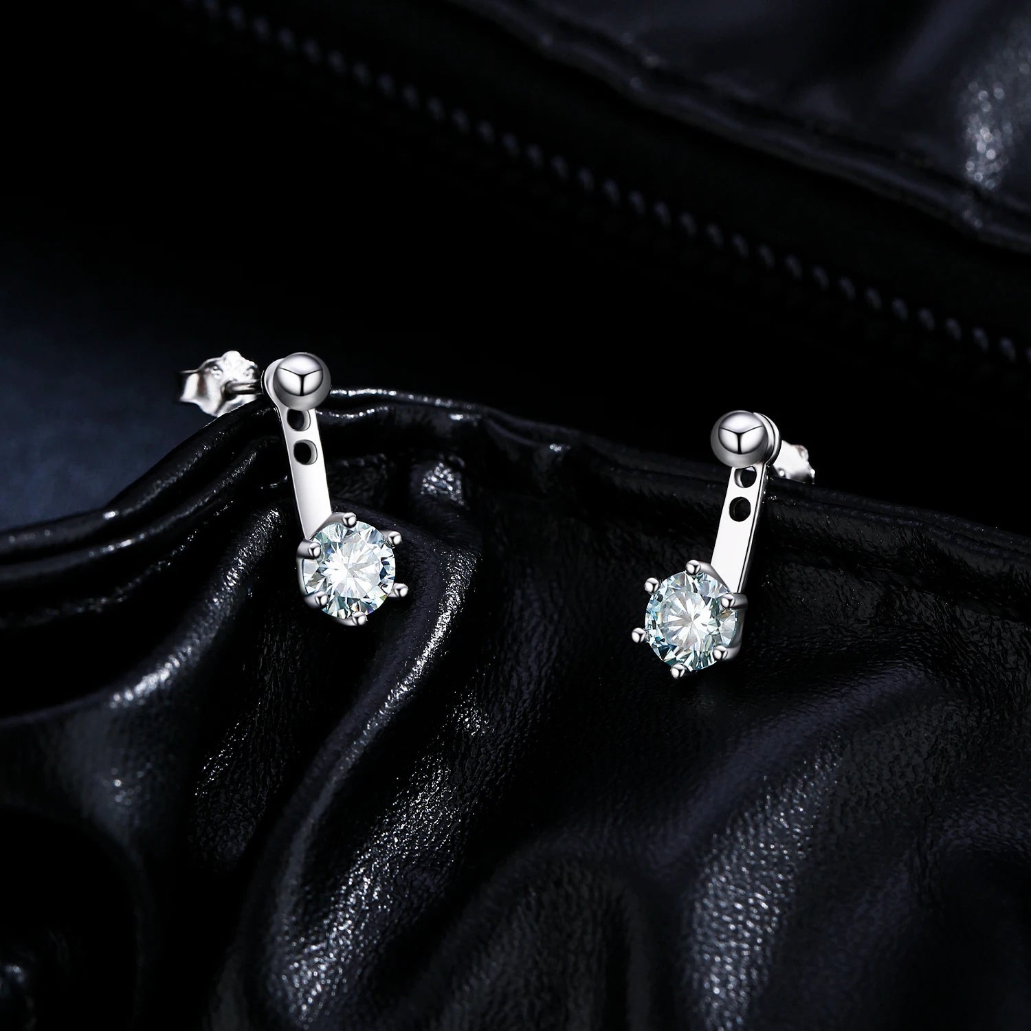 Stud inspired earrings moissanite look on bright silver earrings