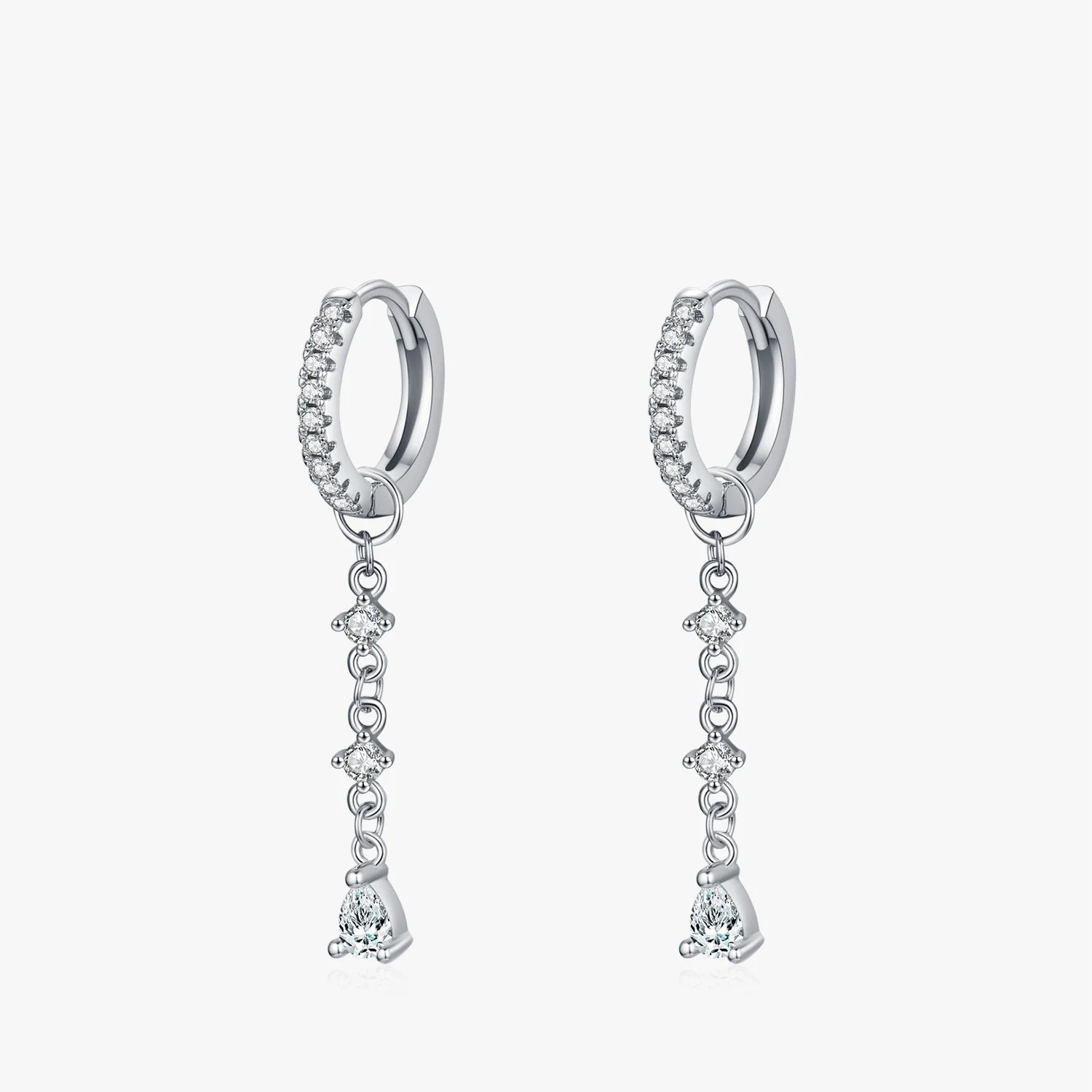 Dangle drop earrings in 925 sterling silver with silver color finish