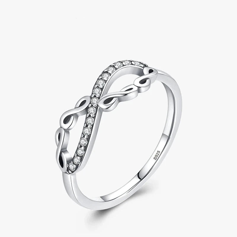Infinite Love CZ simulated diamond ring in 925 sterling silver