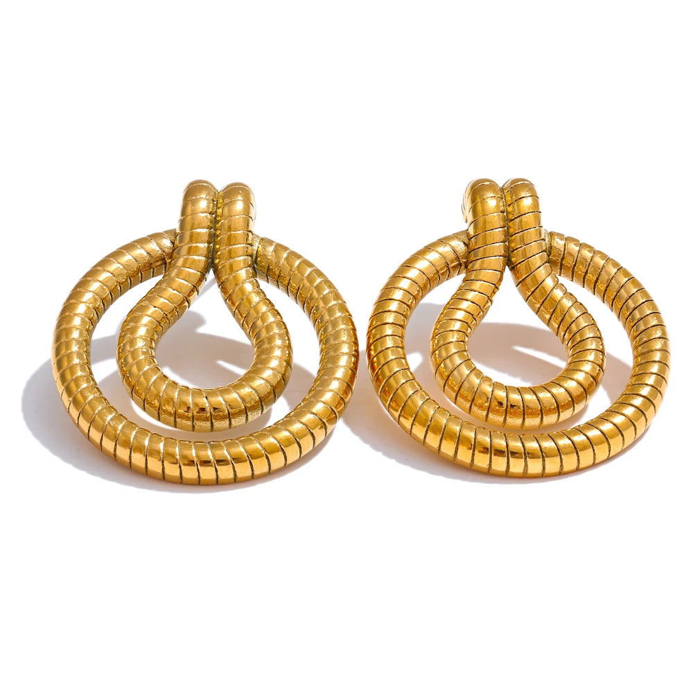 Unique geometric snake earrings in 18K gold plating