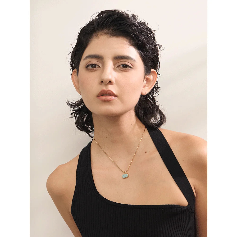 Necklace gold necklace with Amazonite Stone and a delicate necklace charm