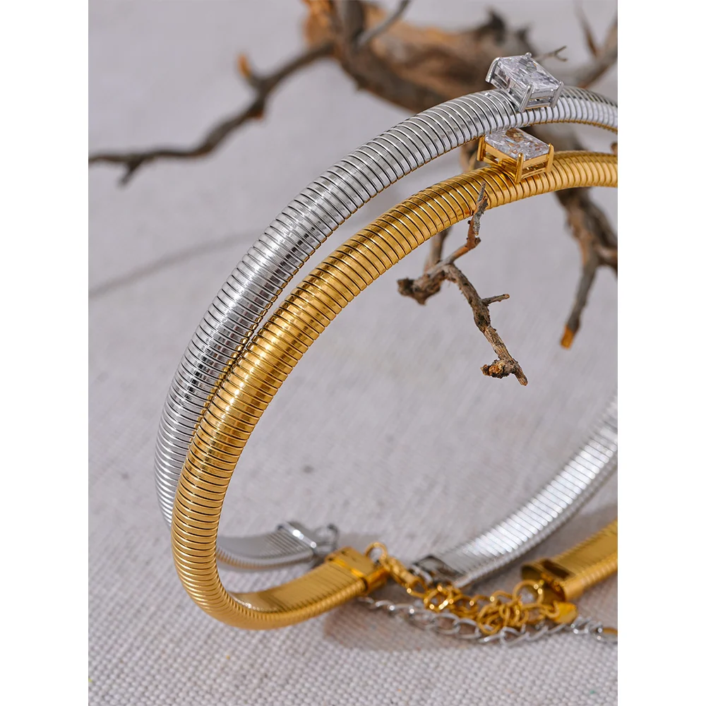 Waterproof jewelry gold chain elastic stainless steel necklace