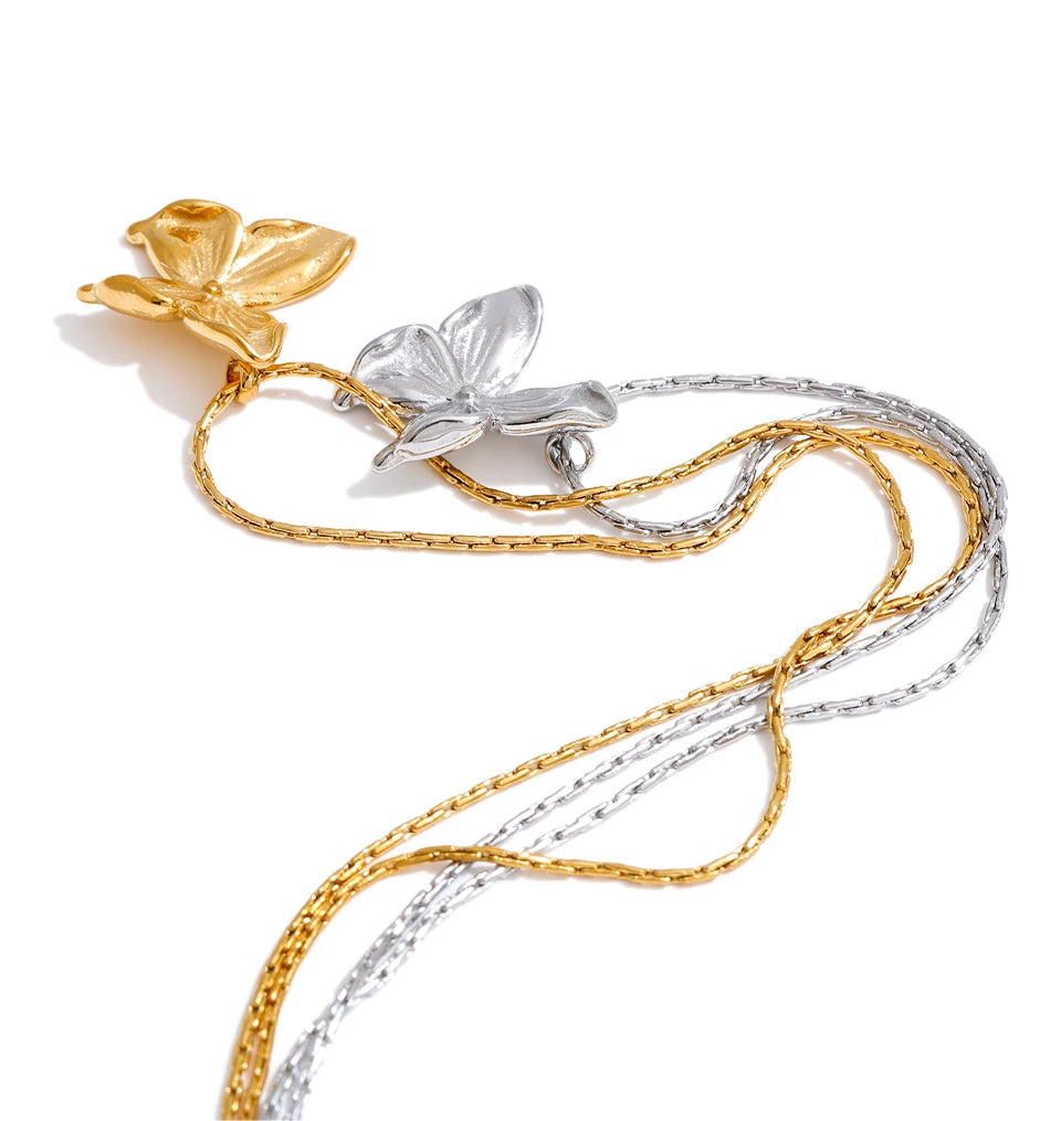 Butterfly necklace with gold in necklace radiant finish