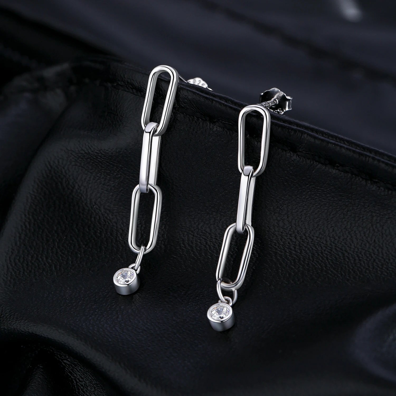 Sterling silver jewelry link chain stud earrings women