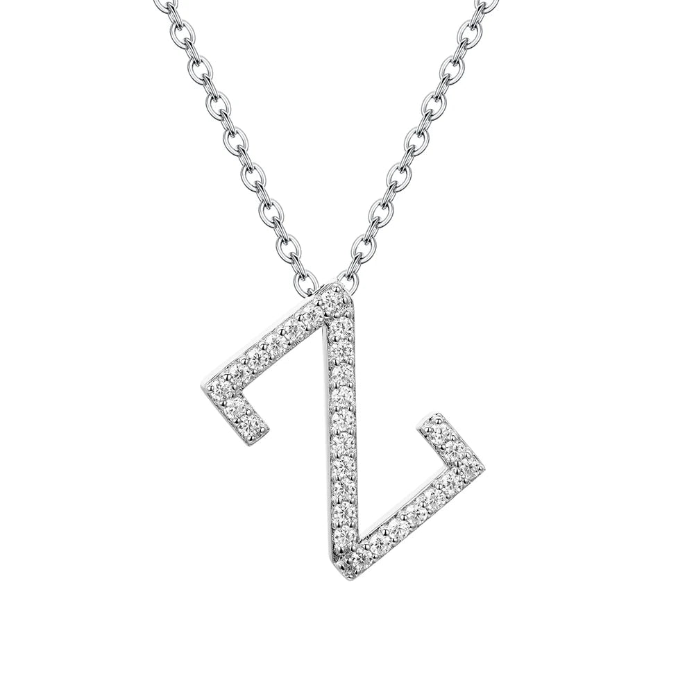 Sterling silver necklace letter Z presented as a classic necklace letter