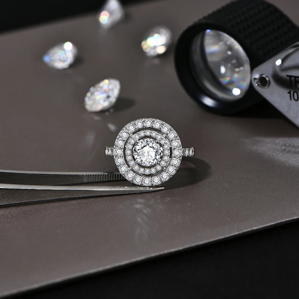 Elegant moissanite ring crafted in 925 silver with refined ring size comfort