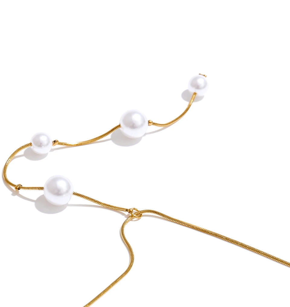 Necklace gold necklace finish with simulated pearl charm