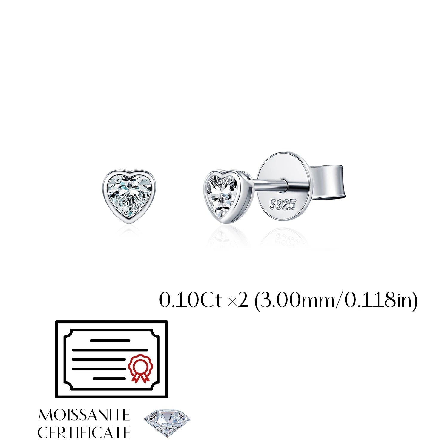 Refined heart earrings for women in polished sterling silver