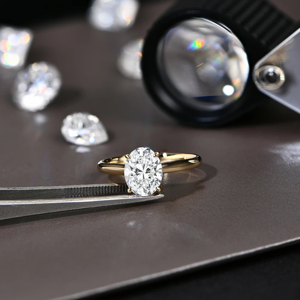 Classic moissanite ring styled as an oval ring from moissanite jewelry rings