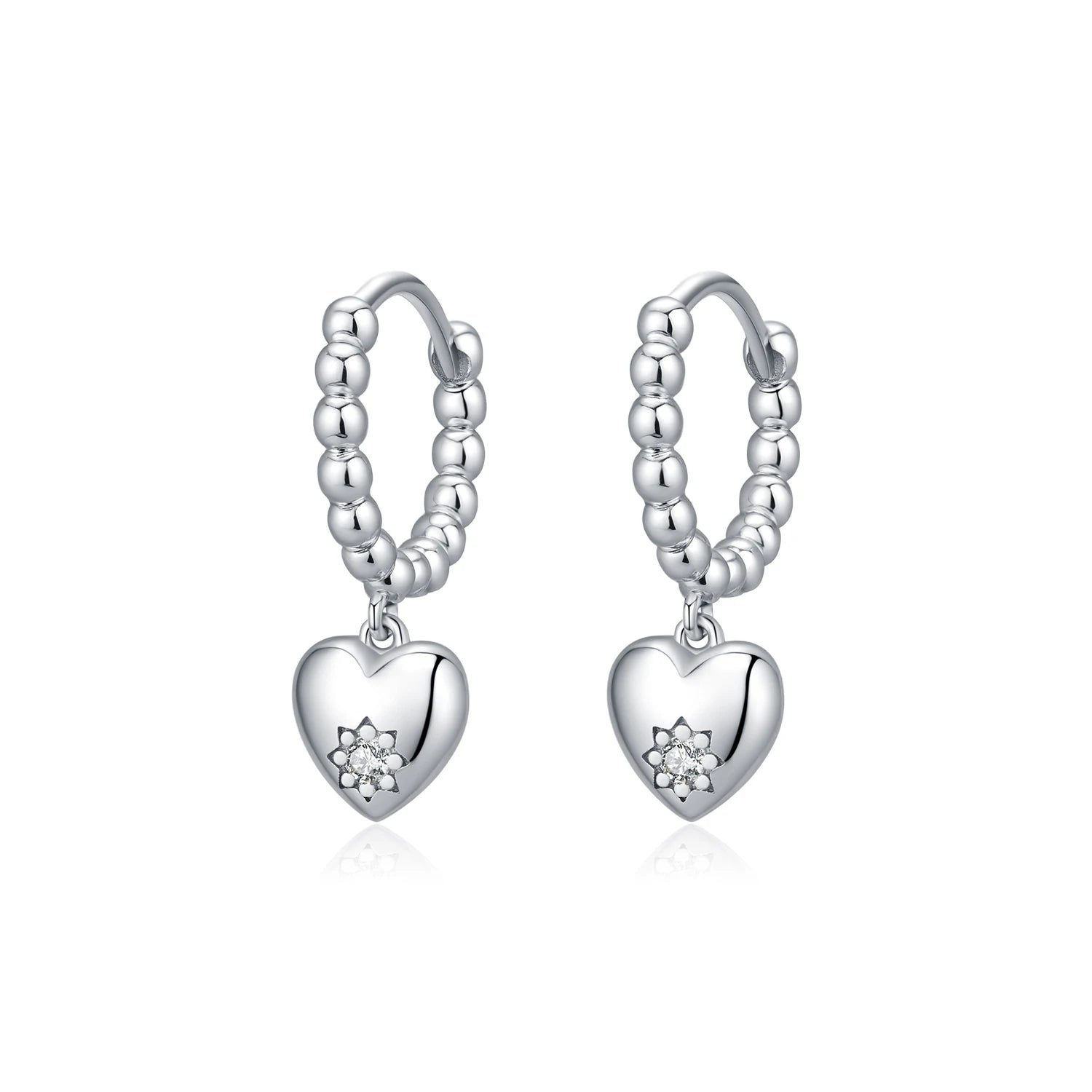 Heart hoop earrings in 925 sterling silver for women