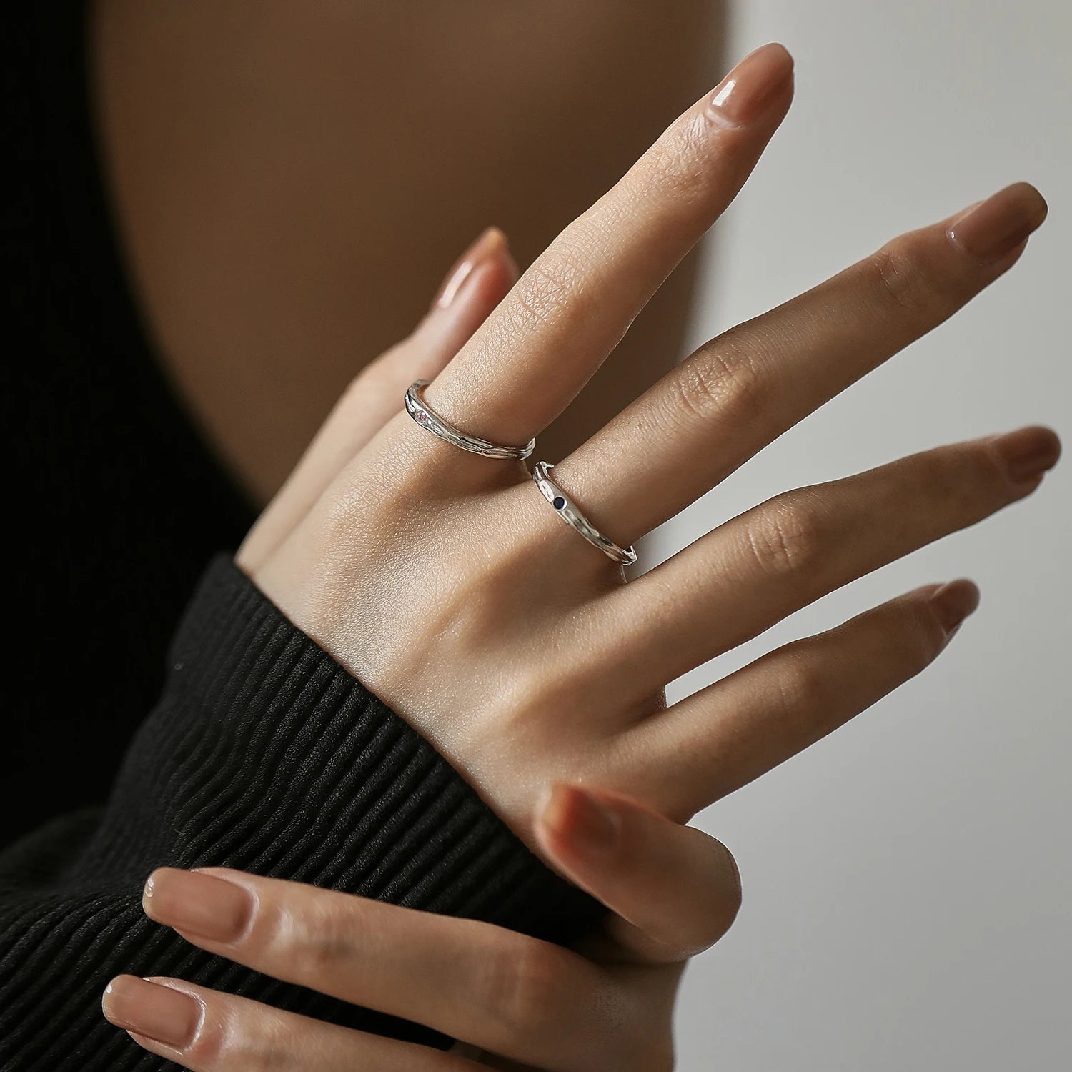 Sterling silver ring with smooth finish shown for stacking rings jewelry