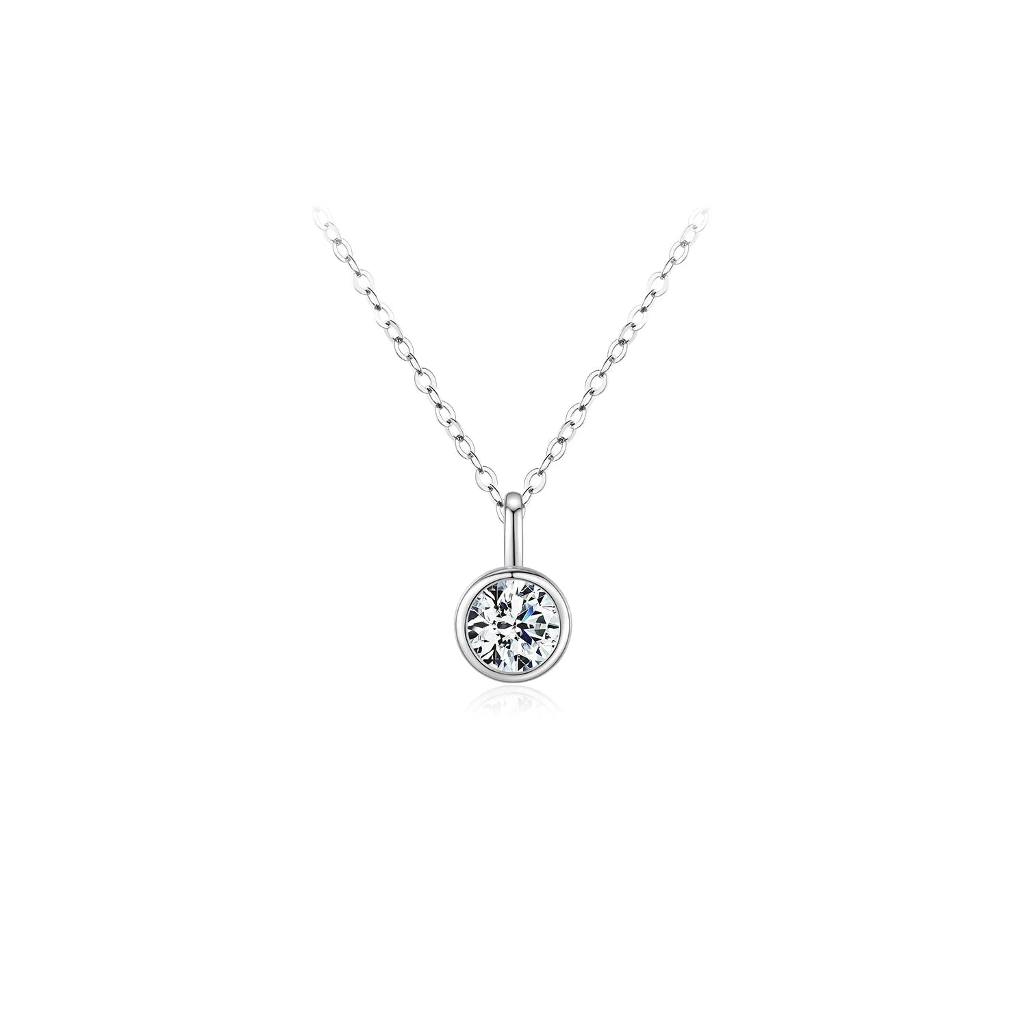 1CT moissanite pendant necklace on a sterling silver necklace