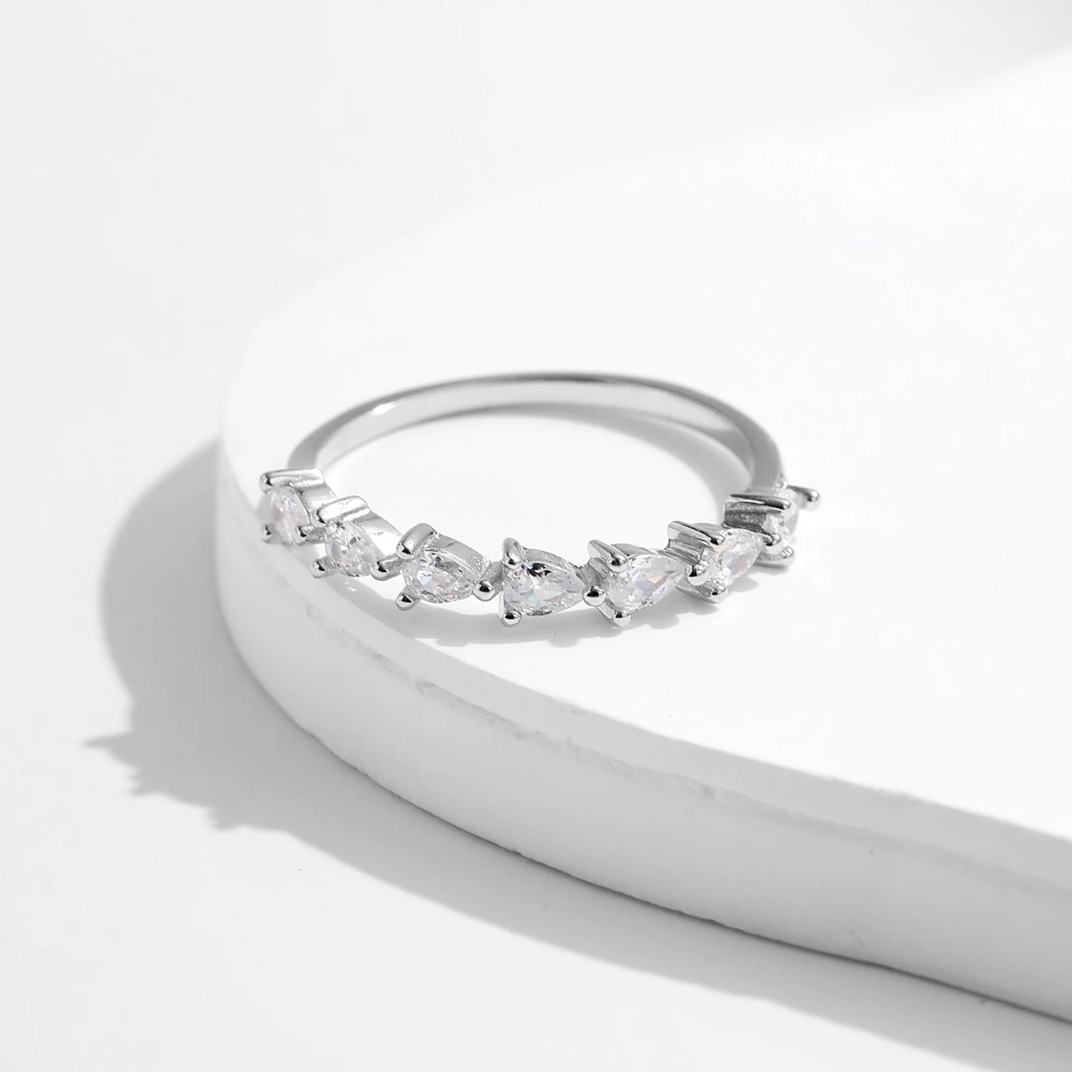 Stackable sterling ring layered with a slim cz ring