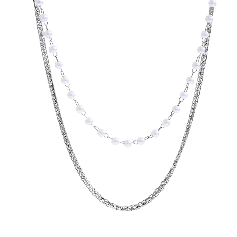 Pearl necklace pearl necklace look with chic chain overlay