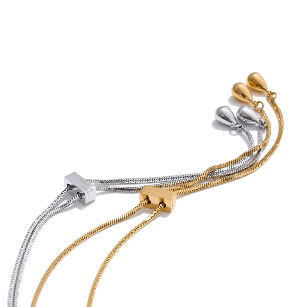 gold plated long chain necklace adjustable length 72 cm stainless steel