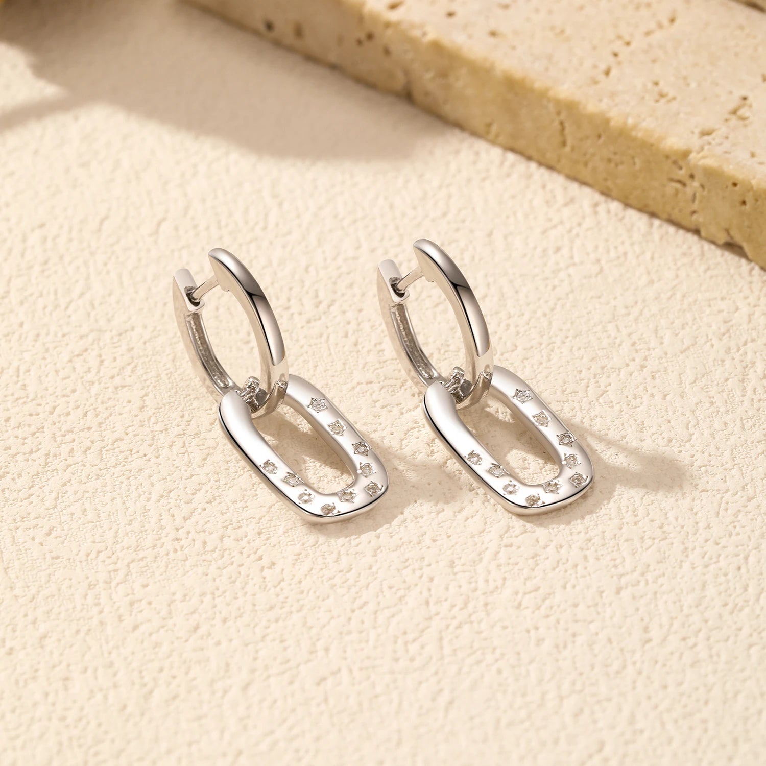 Star earrings on sterling silver hoop earrings classic style