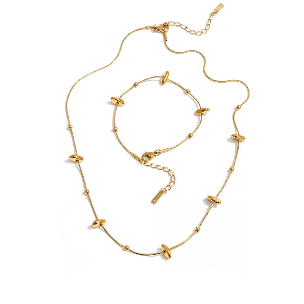 Gold plated chain necklace and bracelet set stainless steel jewelry