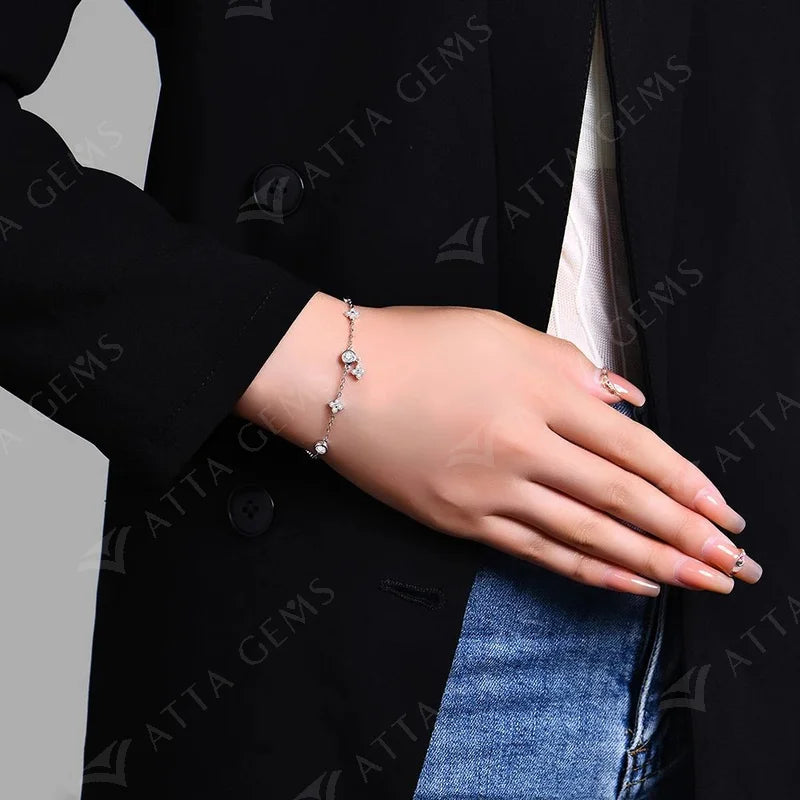Elegant sterling silver bracelet with moissanite jewelry sparkle