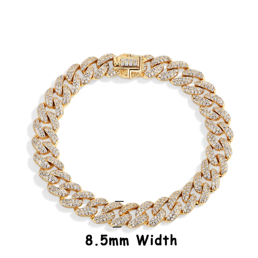 925 sterling silver cuban link bracelets look with moissanite jewelry detail
