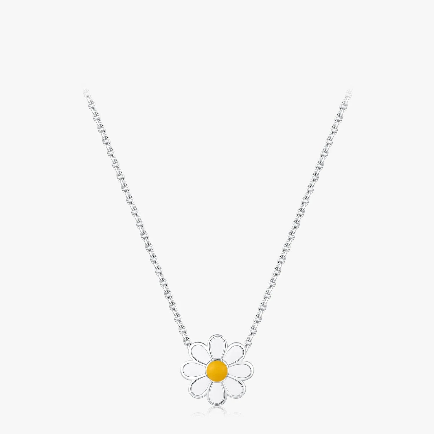 Sterling silver necklace with a delicate necklace flower on a sterling silver chain