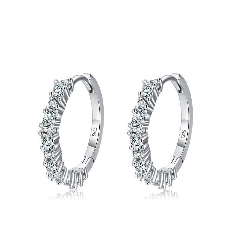 Rhombus zircon hoop earrings crafted in 925 sterling silver ear rings