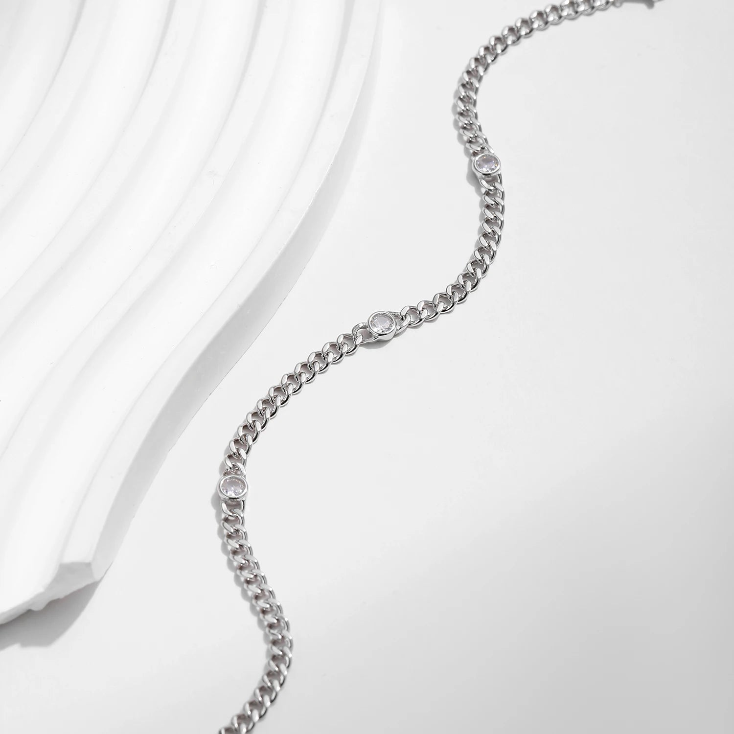 Classic 925 sterling silver bracelet styled with moissanite jewelry