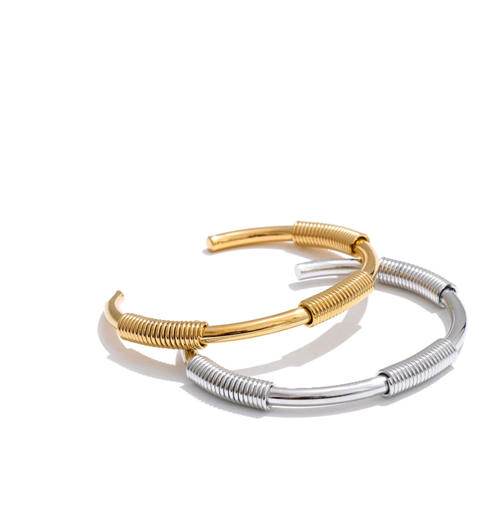 Fashion flat lay stacking bangle bracelet with gold bangle bangle accents