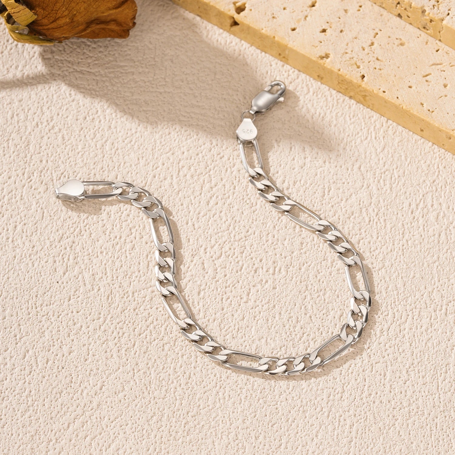 Hollow Figaro chain design 925 silver delicate links