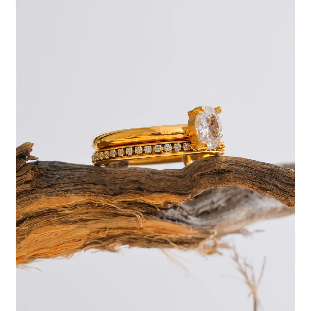 Rings gold rings style with bright cubic zirconia stones