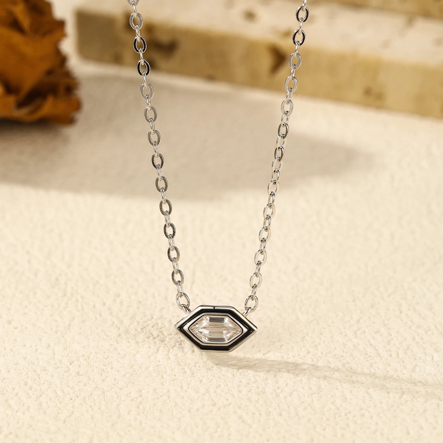 Necklace and pendant style with rhombic zirconia sparkle