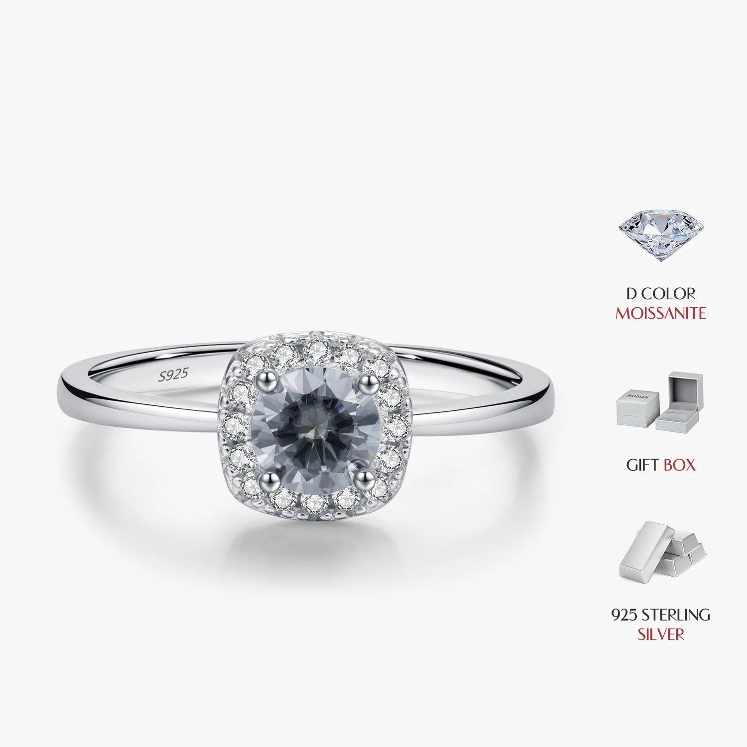 Elegant halo ring showcasing moissanite jewelry in a square setting