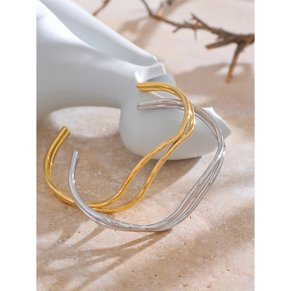 Adjustable gold cuff bracelet with luxury plated finish