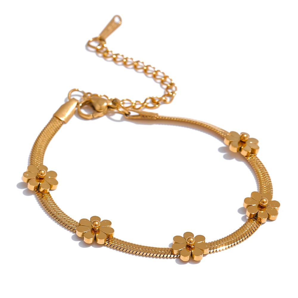 Jewelry set necklace bracelet flower chain link