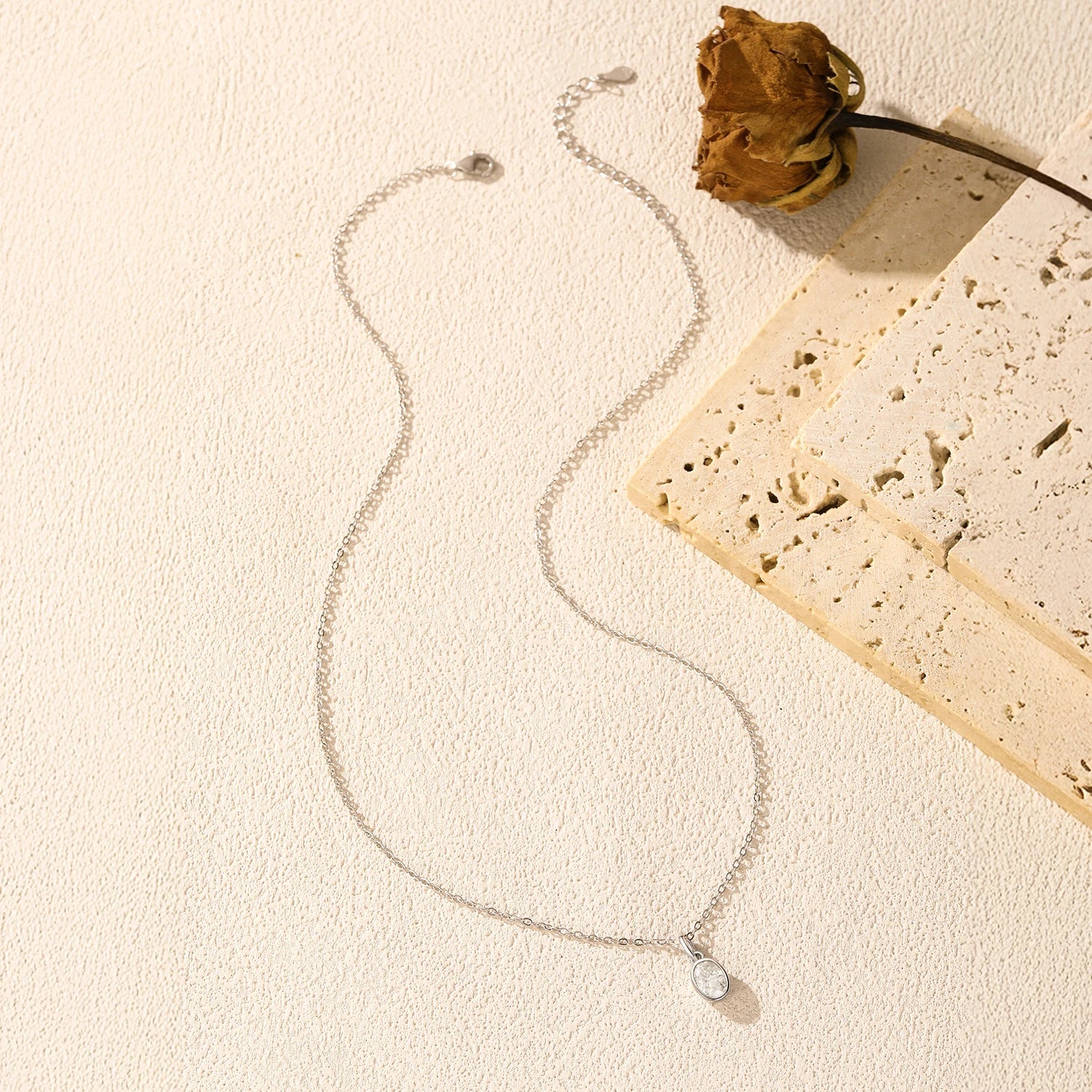 Women’s sterling silver chain necklace with moissanite gemstone