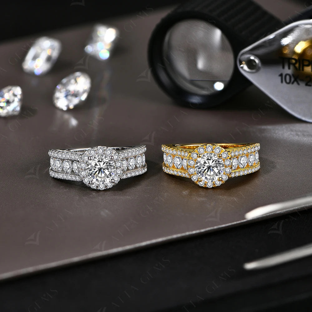 1.0ct moissanite ring showing bright facets and refined ring size fit