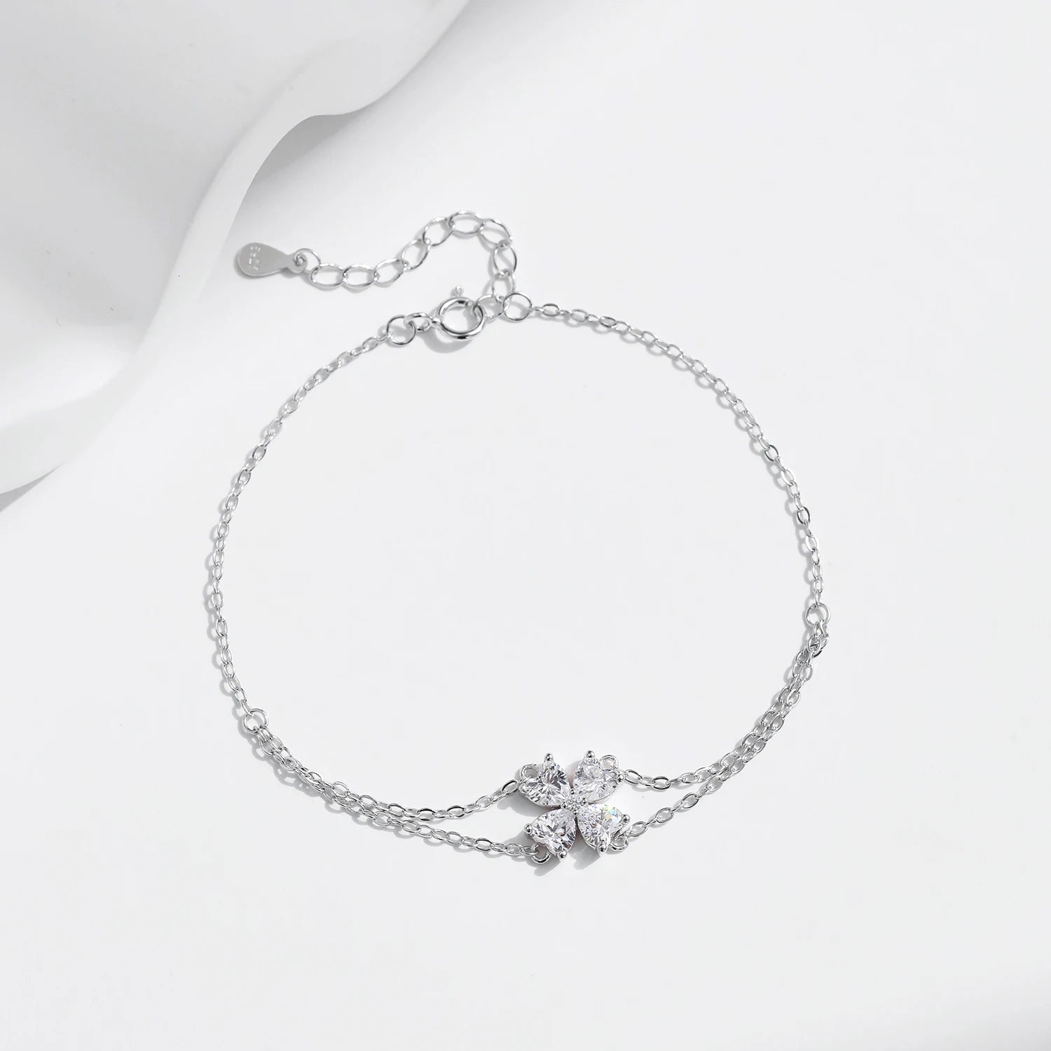 Bracelet with flowers style in sterling silver with cz accents
