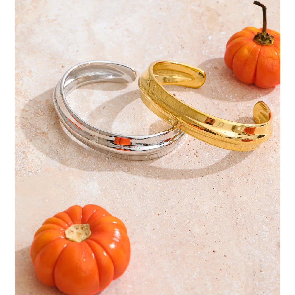 women’s waterproof jewellery gold plated open cuff bracelet bangle