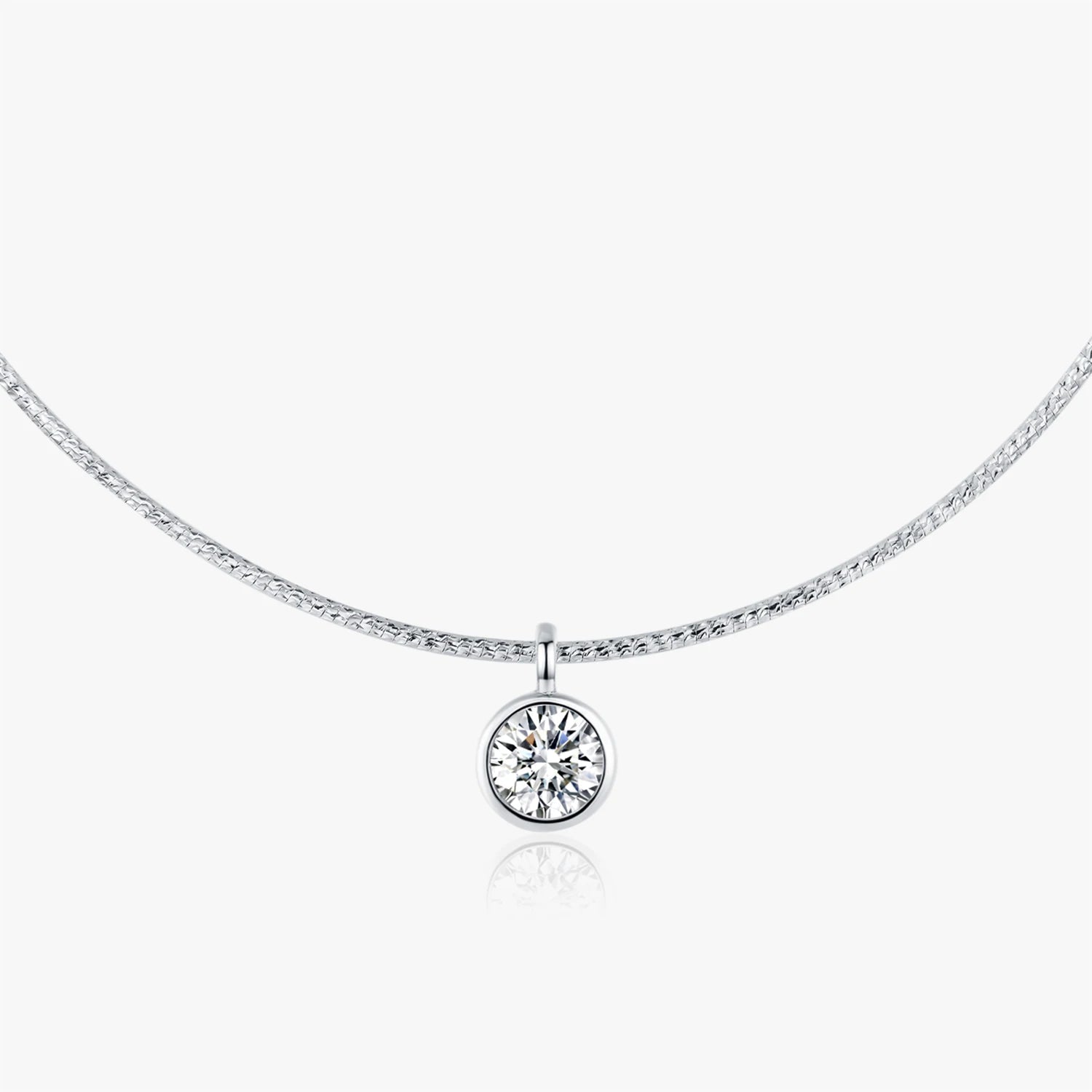 CZ pendant on snake chain styled as a sterling silver necklace