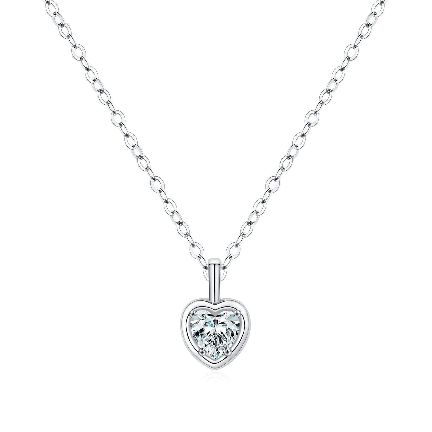 Charm necklace silver heart zirconia delicate look