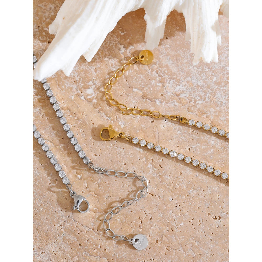 Elegant cubic zirconia necklace gold tone with matching bracelet