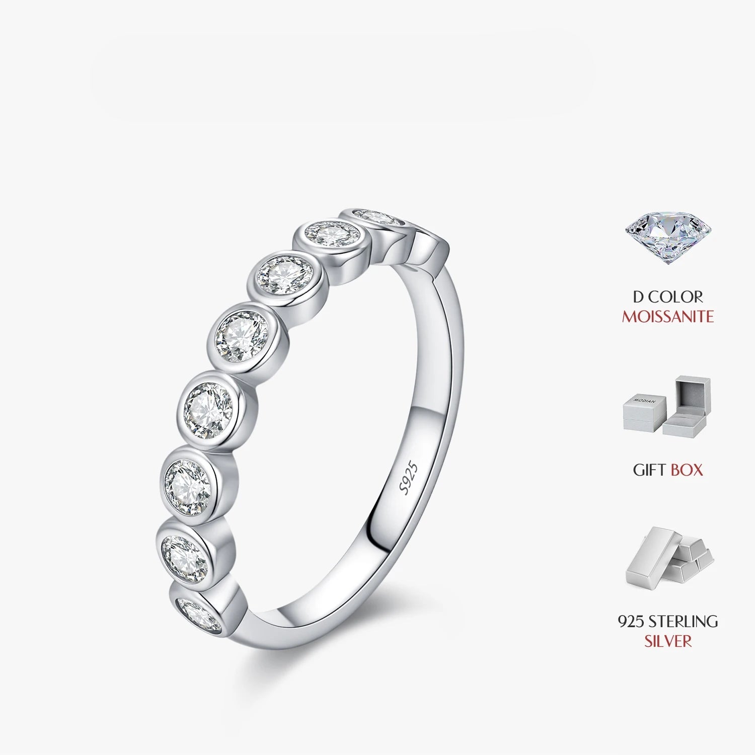 Wedding bands rings paired with D color moissanite brilliance