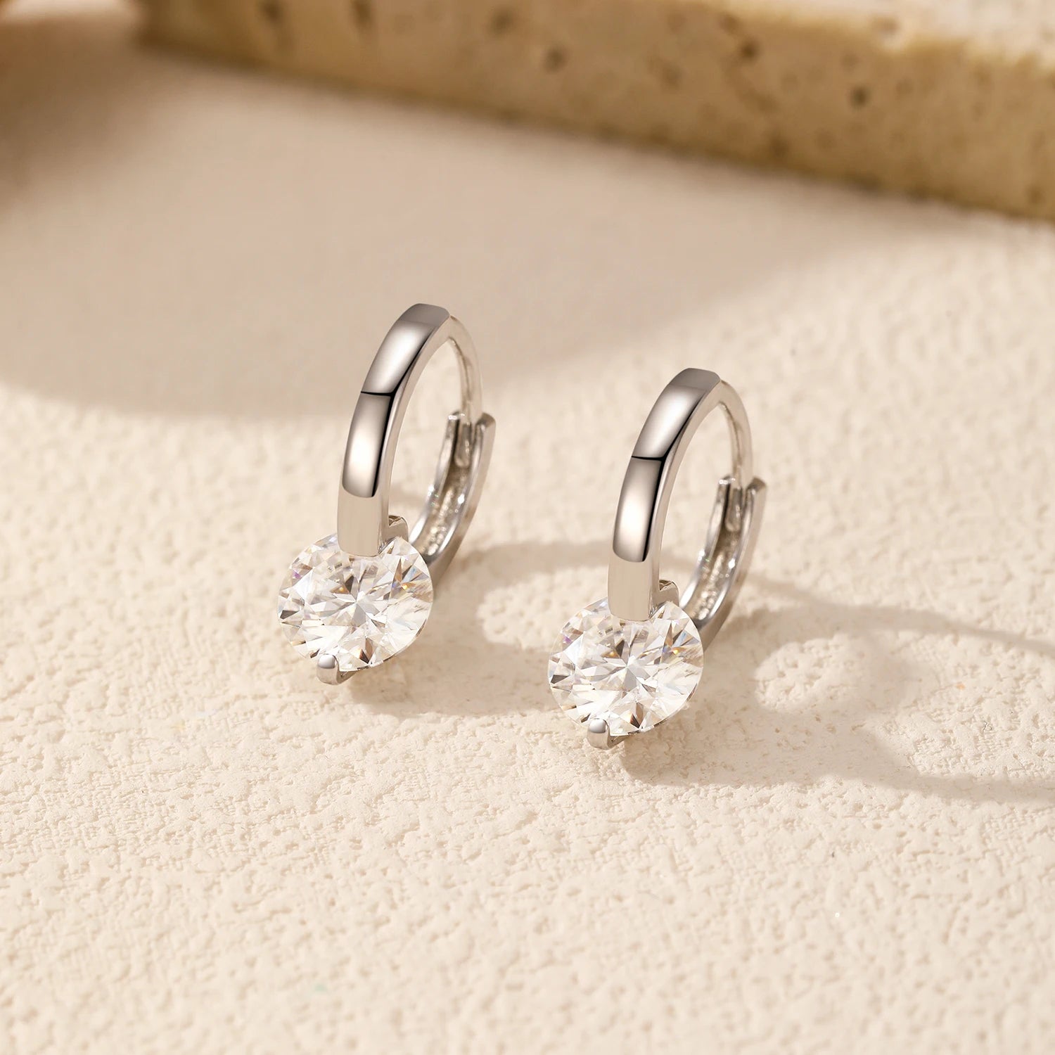 Luxury buckle hoop earrings with D-Color moissanite for women