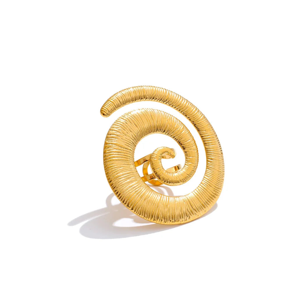 Twisted geometric open ring in gold plated stainless steel jewelry for women