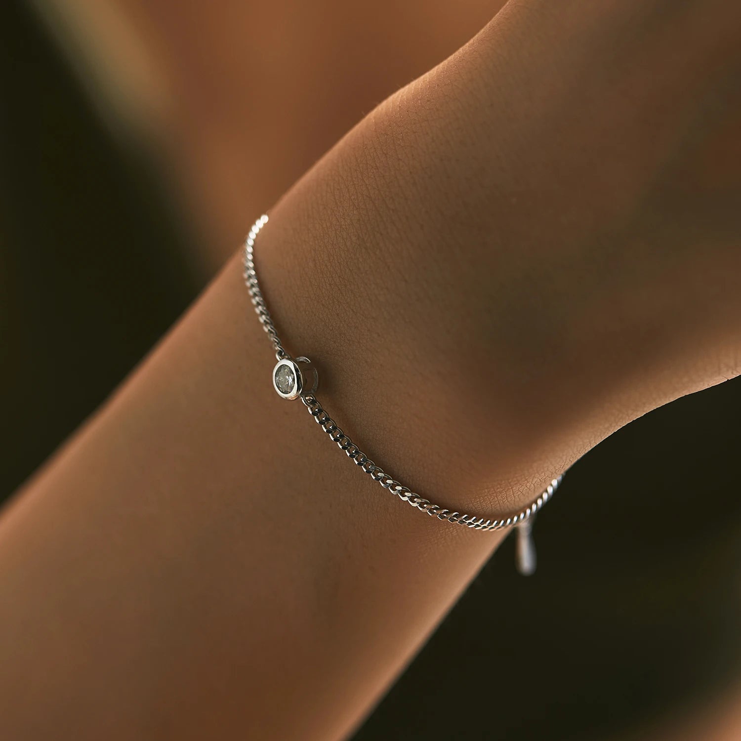 Elegant diamond bracelet in sterling silver with moissanite jewelry shine