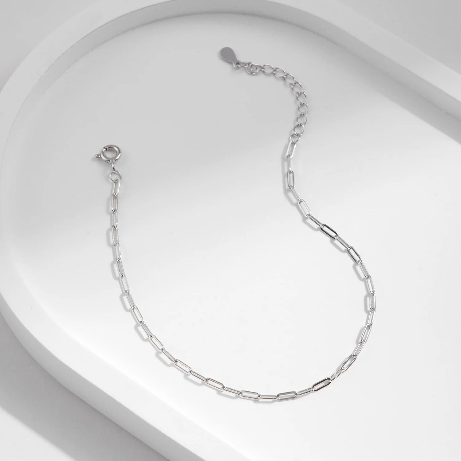 Stylish chain bracelet rectangle links 925 sterling silver