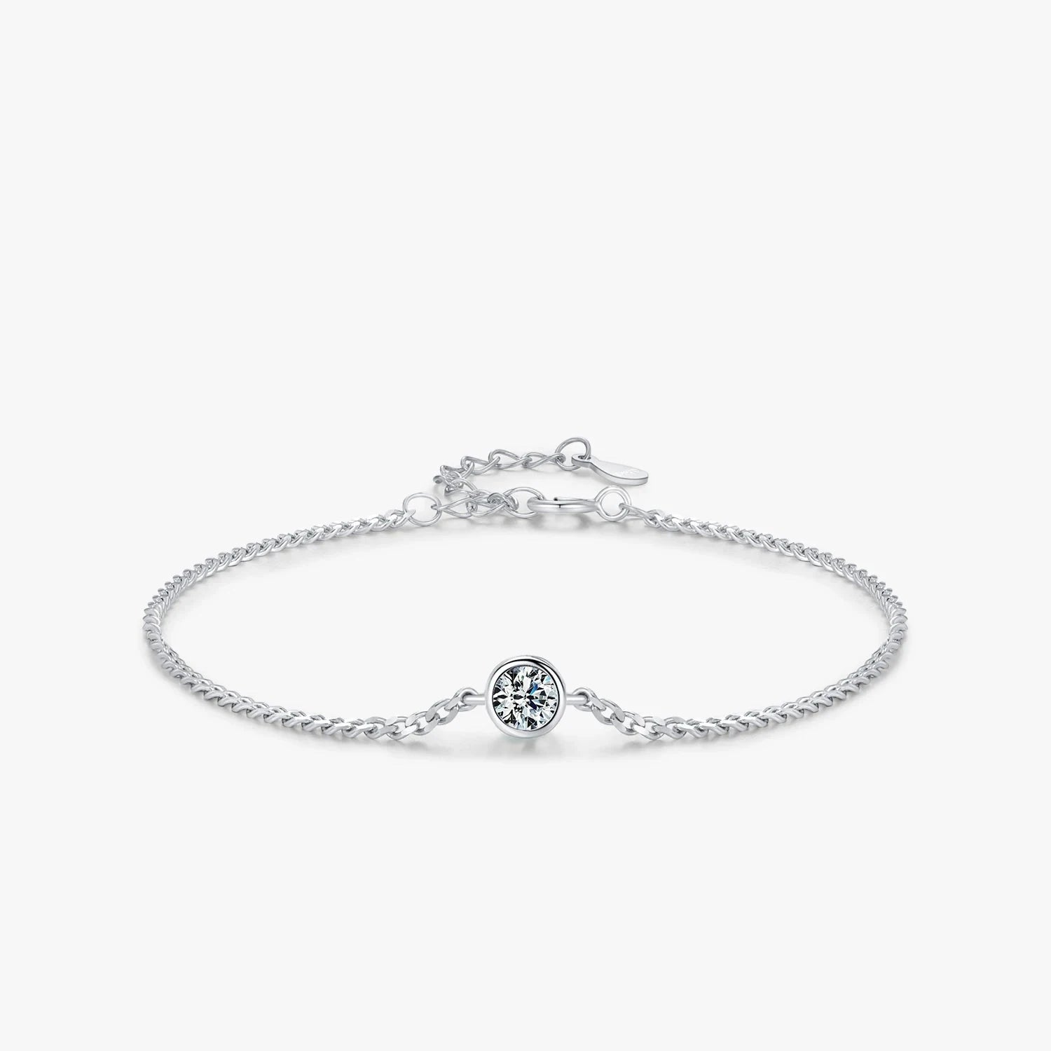 Moissanite diamond bracelet for women in a classic sterling silver bracelet